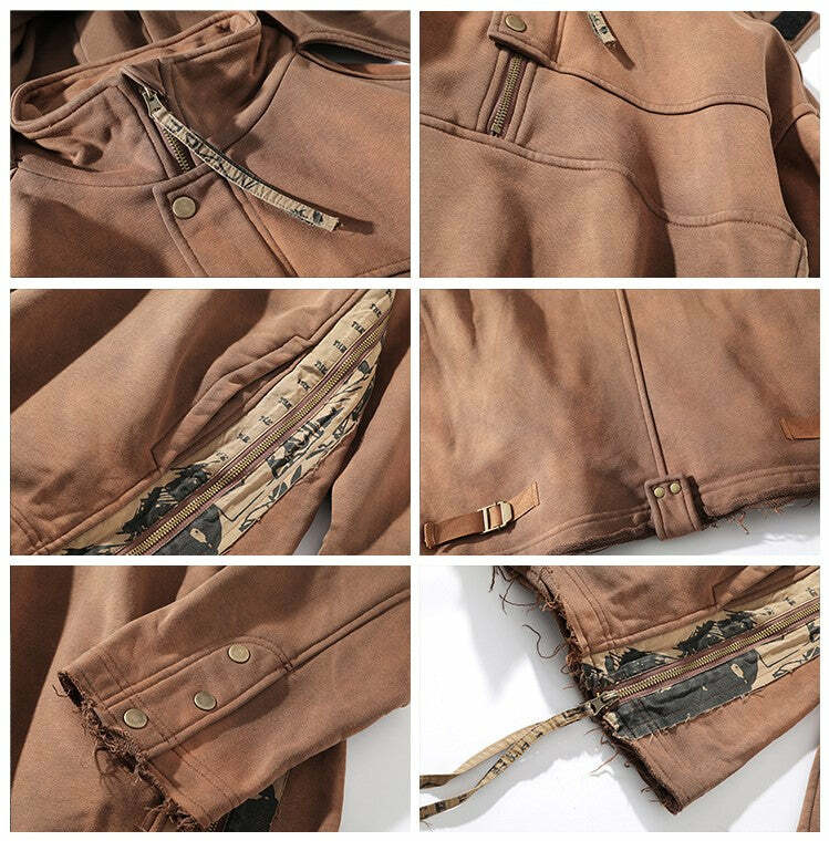 A SQUARE ROOT 'Scavenger' Half Zip Jacket - Y2K Summer, 90s Grunge, Retro, Pastel Goth Fashion