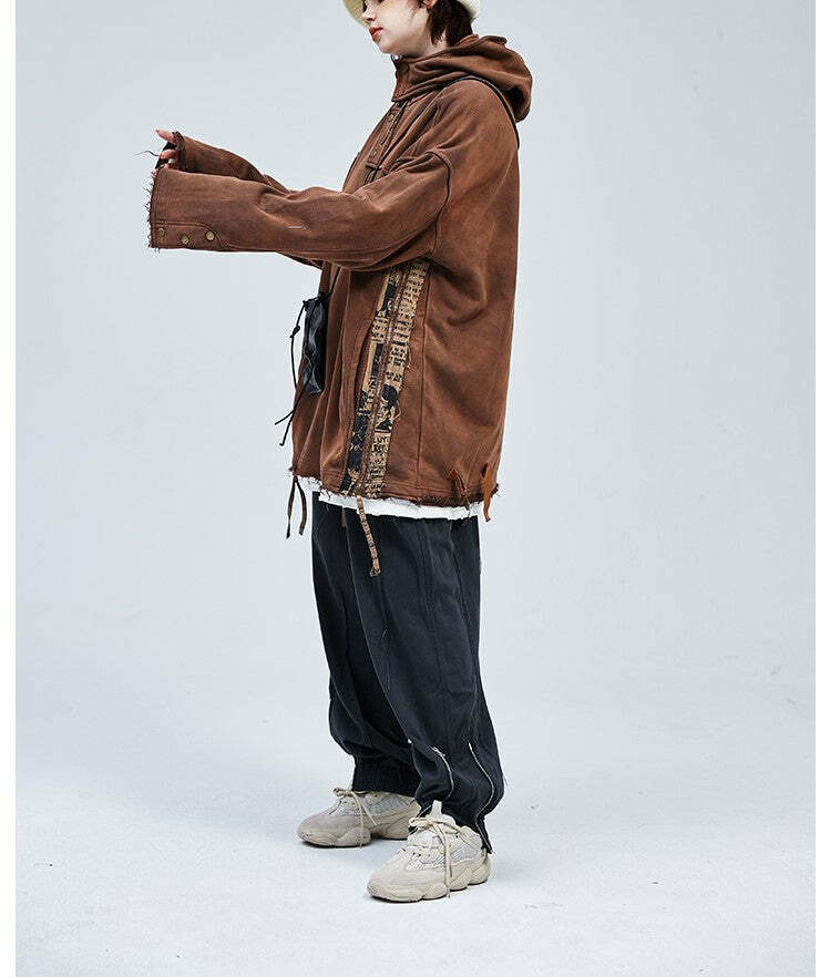 A SQUARE ROOT 'Scavenger' Half Zip Jacket - Y2K Summer, 90s Grunge, Retro, Pastel Goth Fashion