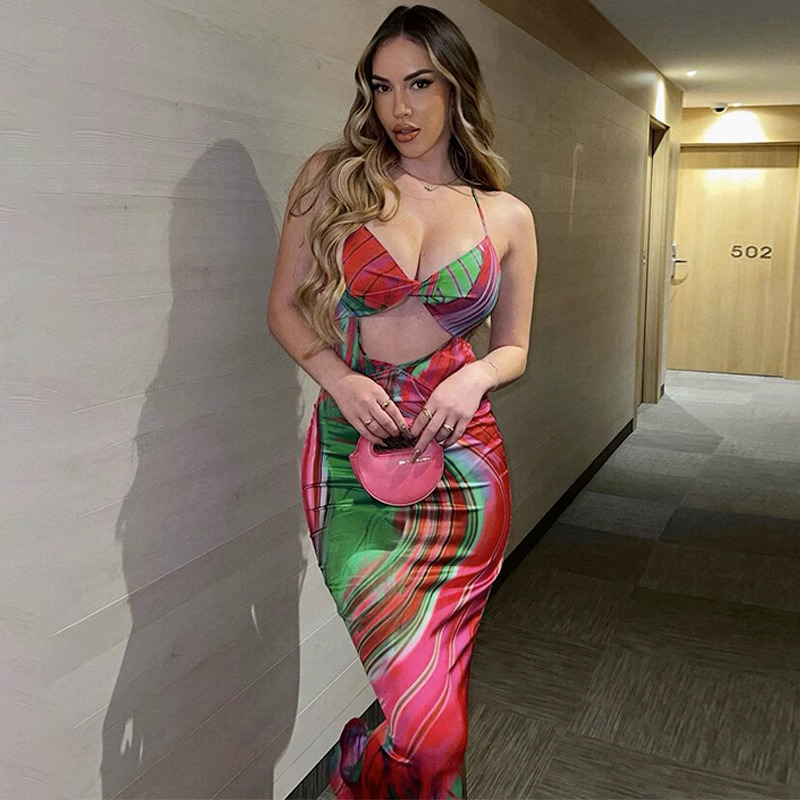 Aasiya Fishtail Bodycon Maxi Dress - Y2K Summer, 90s Grunge, Retro Party, Gothic Y2K Fashion