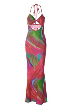 Aasiya Fishtail Bodycon Maxi Dress - Y2K Summer, 90s Grunge, Retro Party, Gothic Y2K Fashion