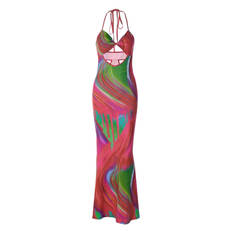 Aasiya Fishtail Bodycon Maxi Dress - Y2K Summer, 90s Grunge, Retro Party, Gothic Y2K Fashion