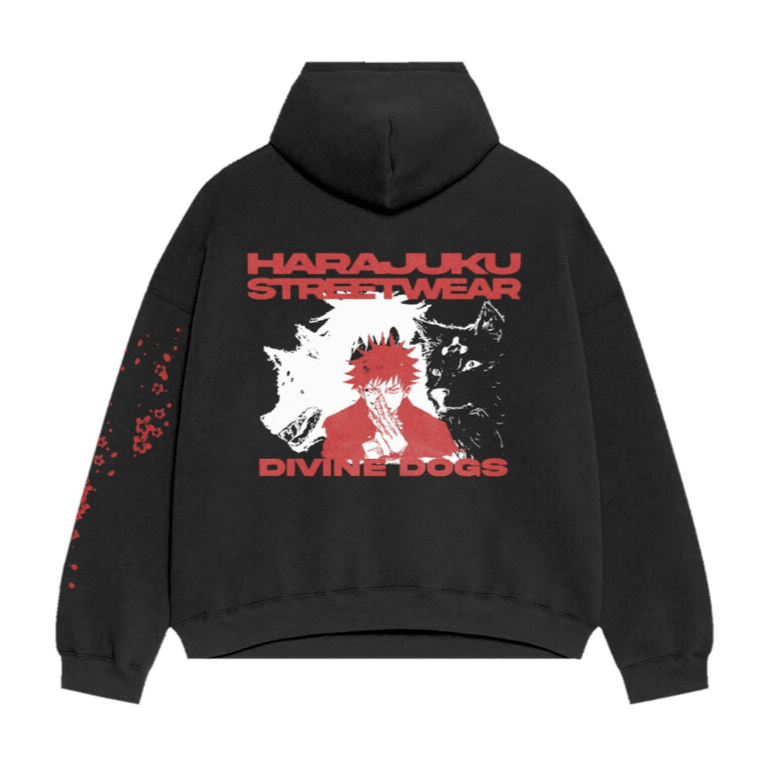 ABSB - JJK Divine Dogs Hoodie: Y2K Grunge, 90s Retro, Pastel Goth, Summer Y2K Outfits