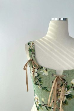 Adela Butterfly Embroidered Strappy Corset Top - Y2K Summer, 90s Fashion, Grunge, Retro Style