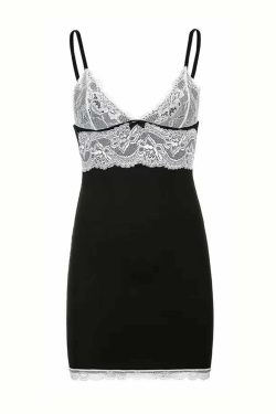 Adison Mini Dress with Lace Detail - Y2K Summer, 90s Fashion, Grunge, Retro, Pastel Goth Outfit