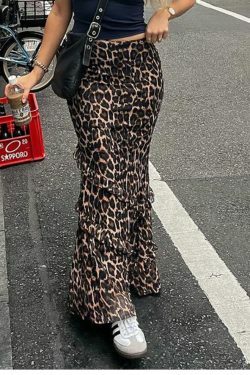 Ahria Mesh Leopard Maxi Skirt - Y2K Summer Grunge Outfit, 90s Fashion, Retro Style