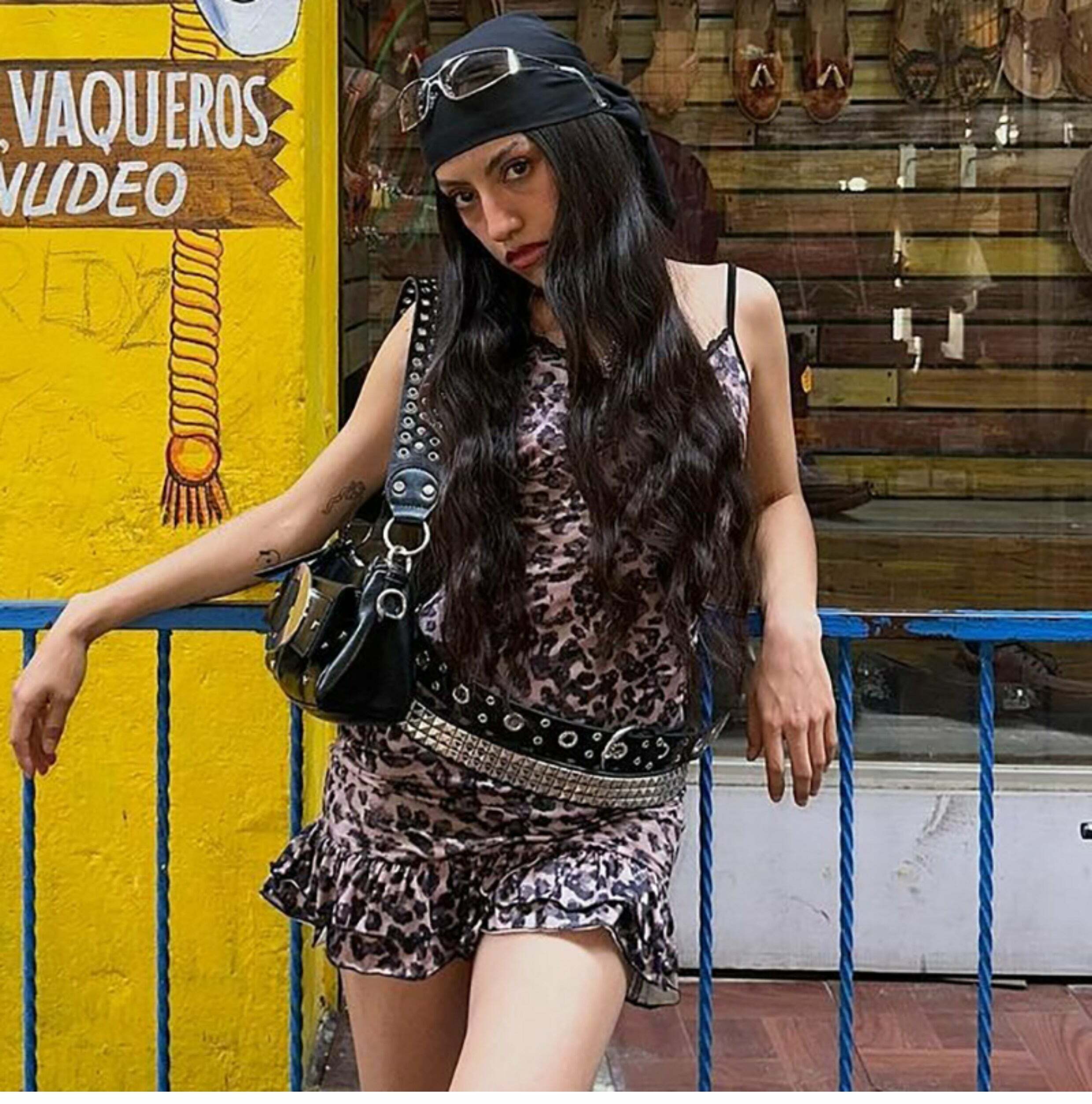 Aleen Leopard Mini Dress - Y2K Summer Grunge Outfit, 90s Fashion, Retro Style, Y2K Party Look