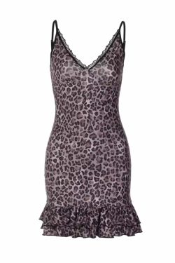 Aleen Leopard Mini Dress - Y2K Summer Grunge Outfit, 90s Fashion, Retro Style, Y2K Party Look