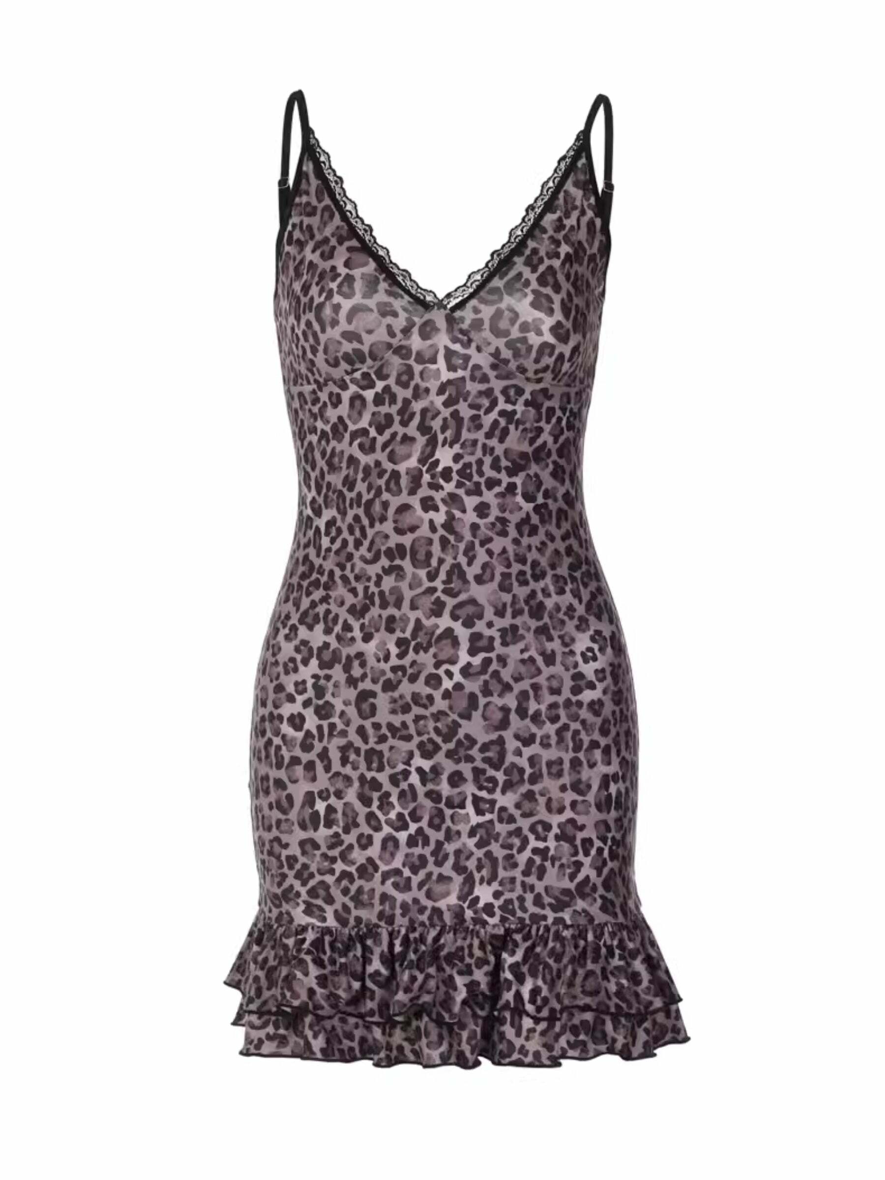 Aleen Leopard Mini Dress - Y2K Summer Grunge Outfit, 90s Fashion, Retro Style, Y2K Party Look