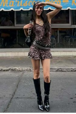 Aleen Leopard Mini Dress - Y2K Summer Grunge Outfit, 90s Fashion, Retro Style, Y2K Party Look