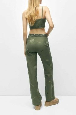 Alexys Embroidered Top & Pants Set - Y2K Summer Grunge, 90s Retro, Pastel Goth, Y2K Party