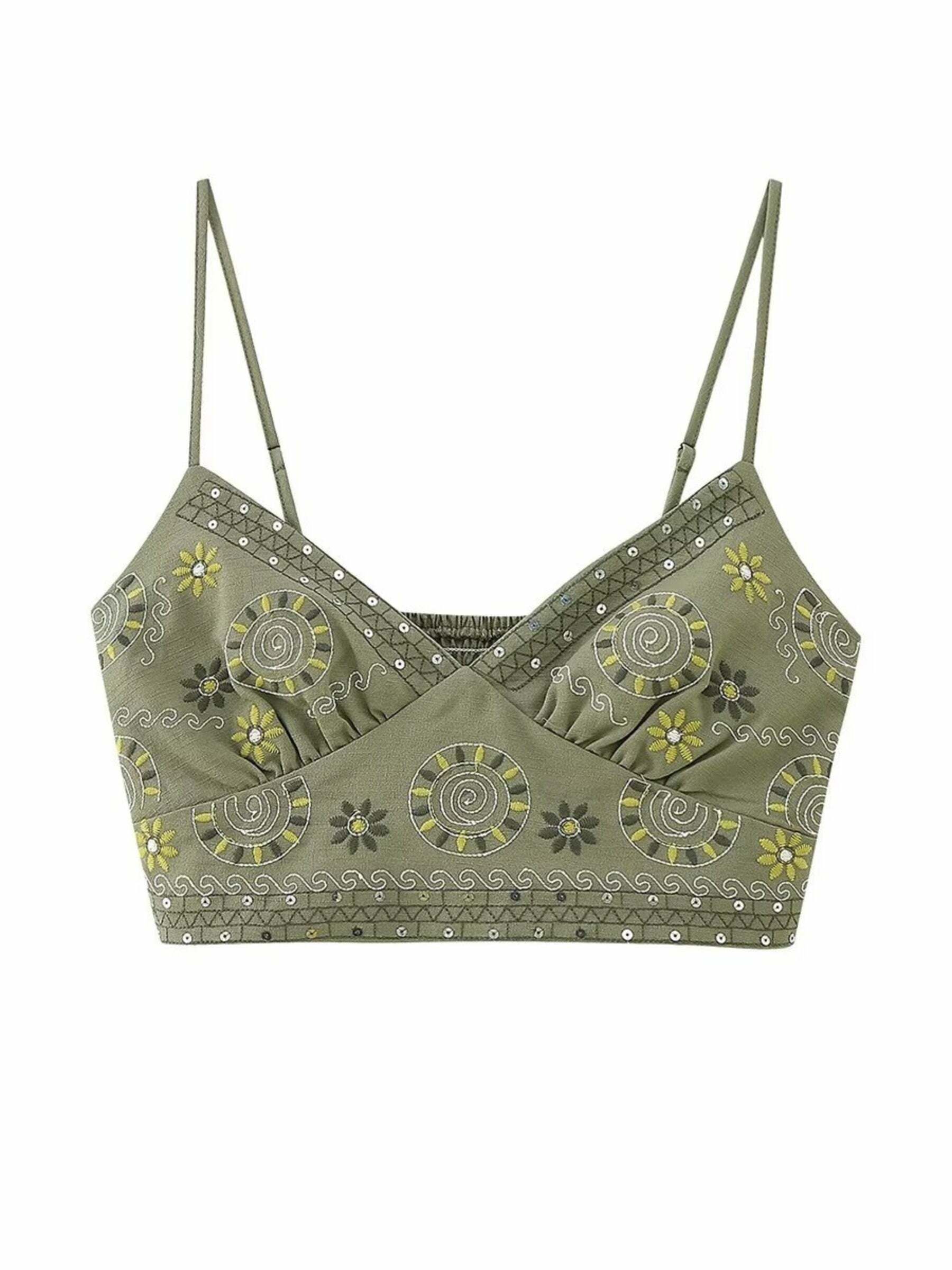 Alexys Embroidered Top & Pants Set - Y2K Summer Grunge, 90s Retro, Pastel Goth, Y2K Party