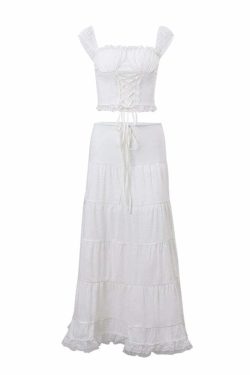 Alika French Y2K Top & Skirt Set - 90s Grunge, Retro Summer, Pastel Goth, Party Outfit
