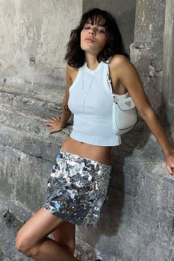 Alise Sequin Mini Skirt - Y2K Summer, 90s Grunge, Retro Party, Pastel Goth, Y2K Club