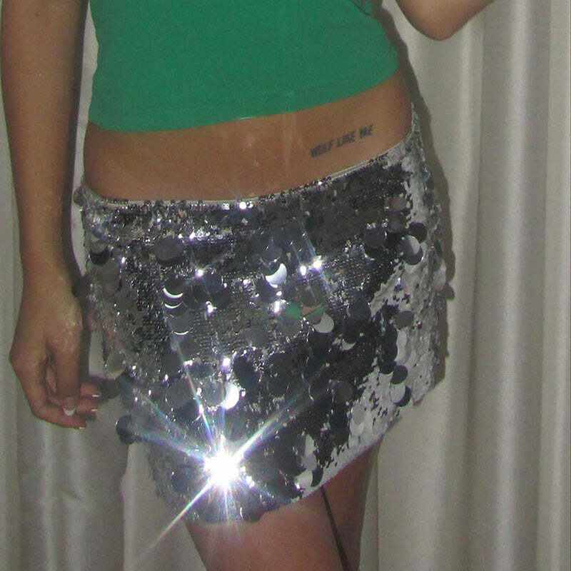 Alise Sequin Mini Skirt - Y2K Summer, 90s Grunge, Retro Party, Pastel Goth, Y2K Club