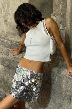 Alise Sequin Mini Skirt - Y2K Summer, 90s Grunge, Retro Party, Pastel Goth, Y2K Club