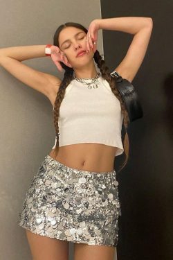 Alise Sequin Mini Skirt - Y2K Summer, 90s Grunge, Retro Party, Pastel Goth, Y2K Club