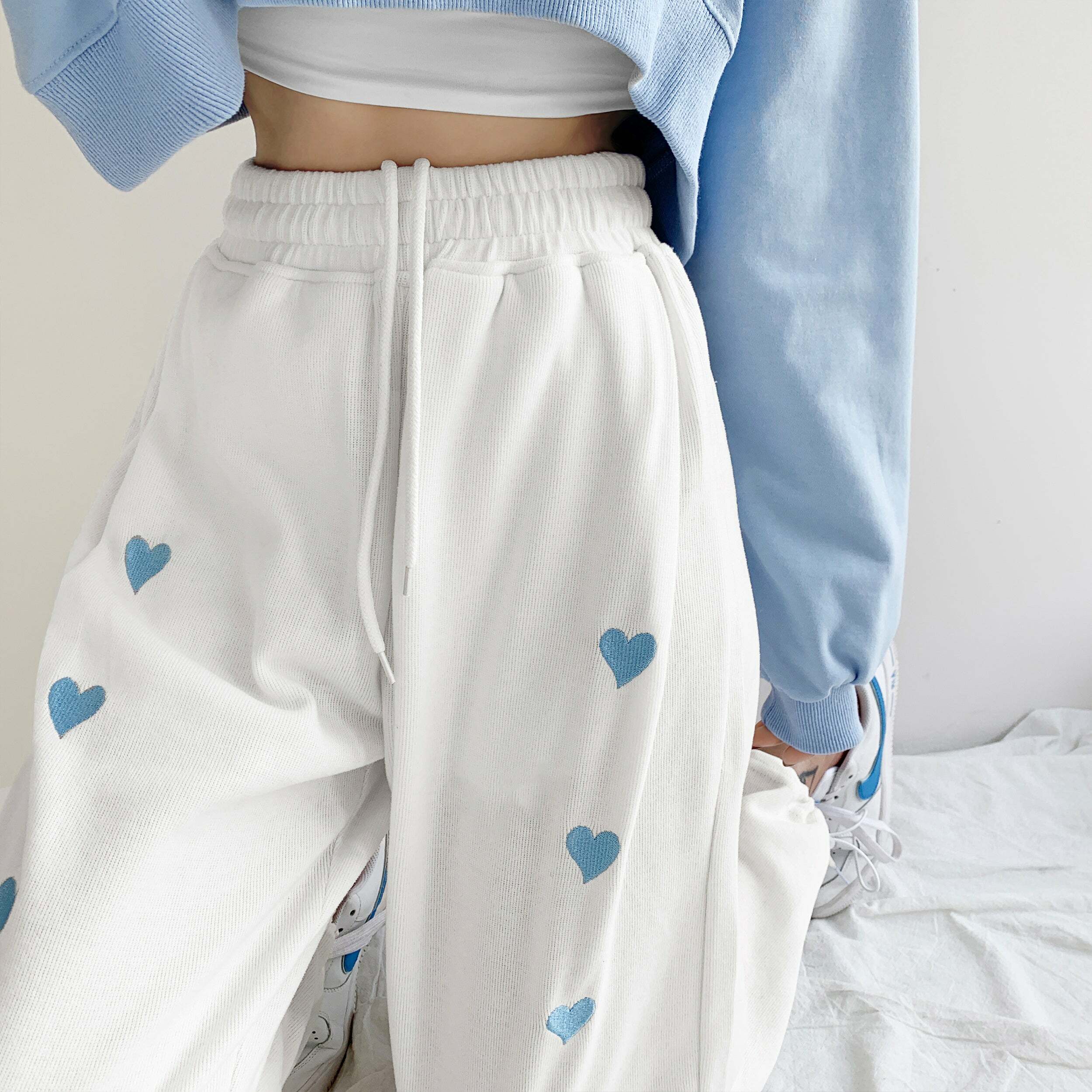 All Hearts Connected Y2K Grunge Drawstring Sweatpants - 90s Retro Summer Fashion for Women