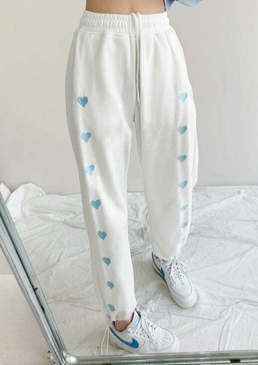 All Hearts Connected Y2K Grunge Drawstring Sweatpants - 90s Retro Summer Fashion for Women