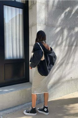 Alonni Striped Knit Dress - Y2K Summer, 90s Fashion, Grunge, Retro, Pastel Goth, Y2K Party