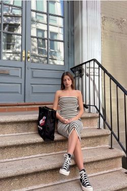 Alonni Striped Knit Dress - Y2K Summer, 90s Fashion, Grunge, Retro, Pastel Goth, Y2K Party