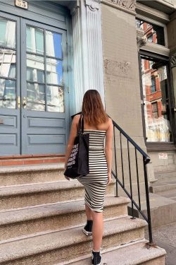 Alonni Striped Knit Dress - Y2K Summer, 90s Fashion, Grunge, Retro, Pastel Goth, Y2K Party