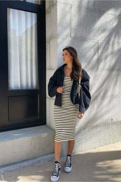 Alonni Striped Knit Dress - Y2K Summer, 90s Fashion, Grunge, Retro, Pastel Goth, Y2K Party