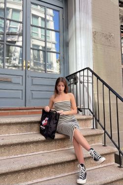 Alonni Striped Knit Dress - Y2K Summer, 90s Fashion, Grunge, Retro, Pastel Goth, Y2K Party