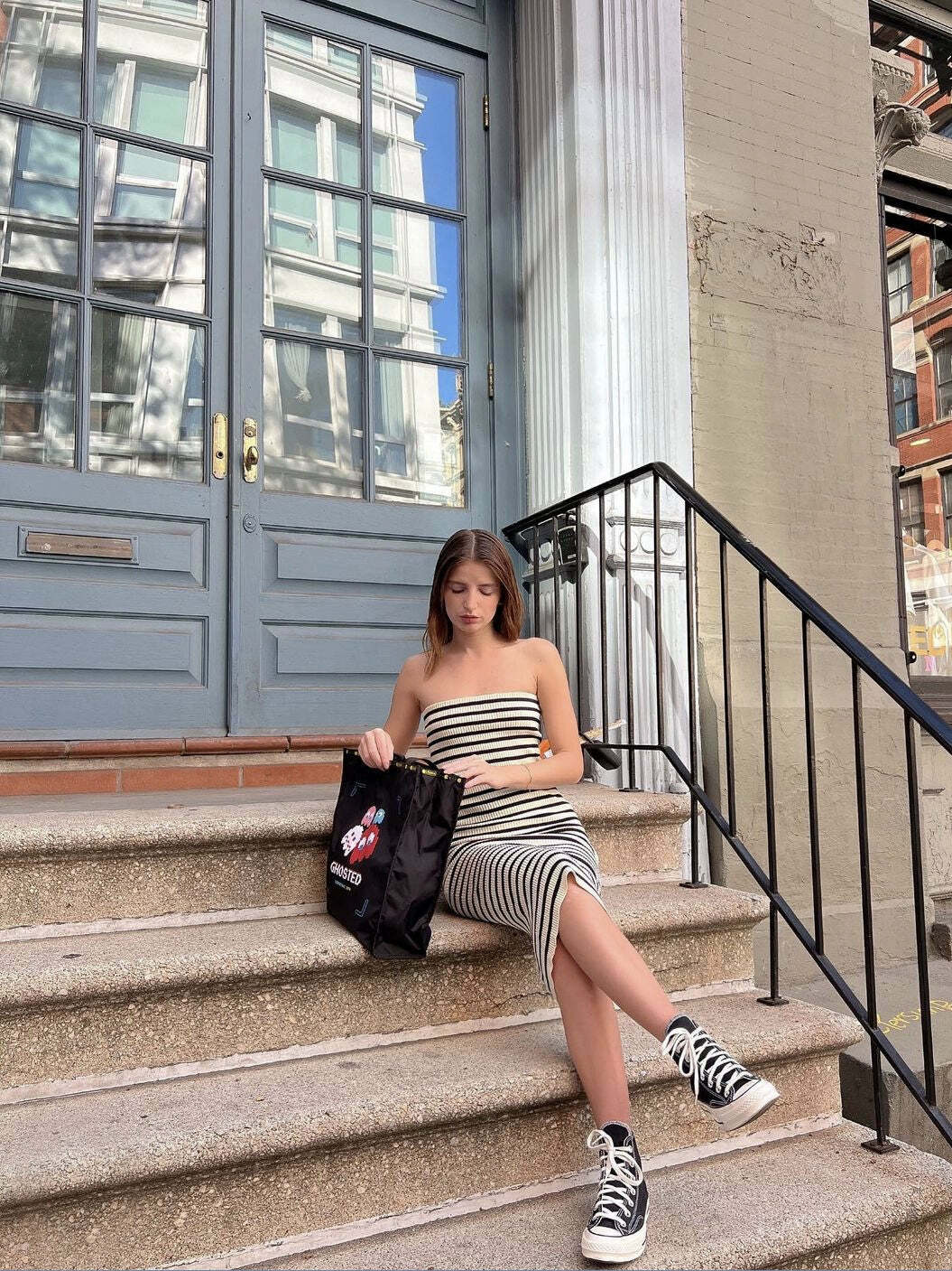 Alonni Striped Knit Dress - Y2K Summer, 90s Fashion, Grunge, Retro, Pastel Goth, Y2K Party