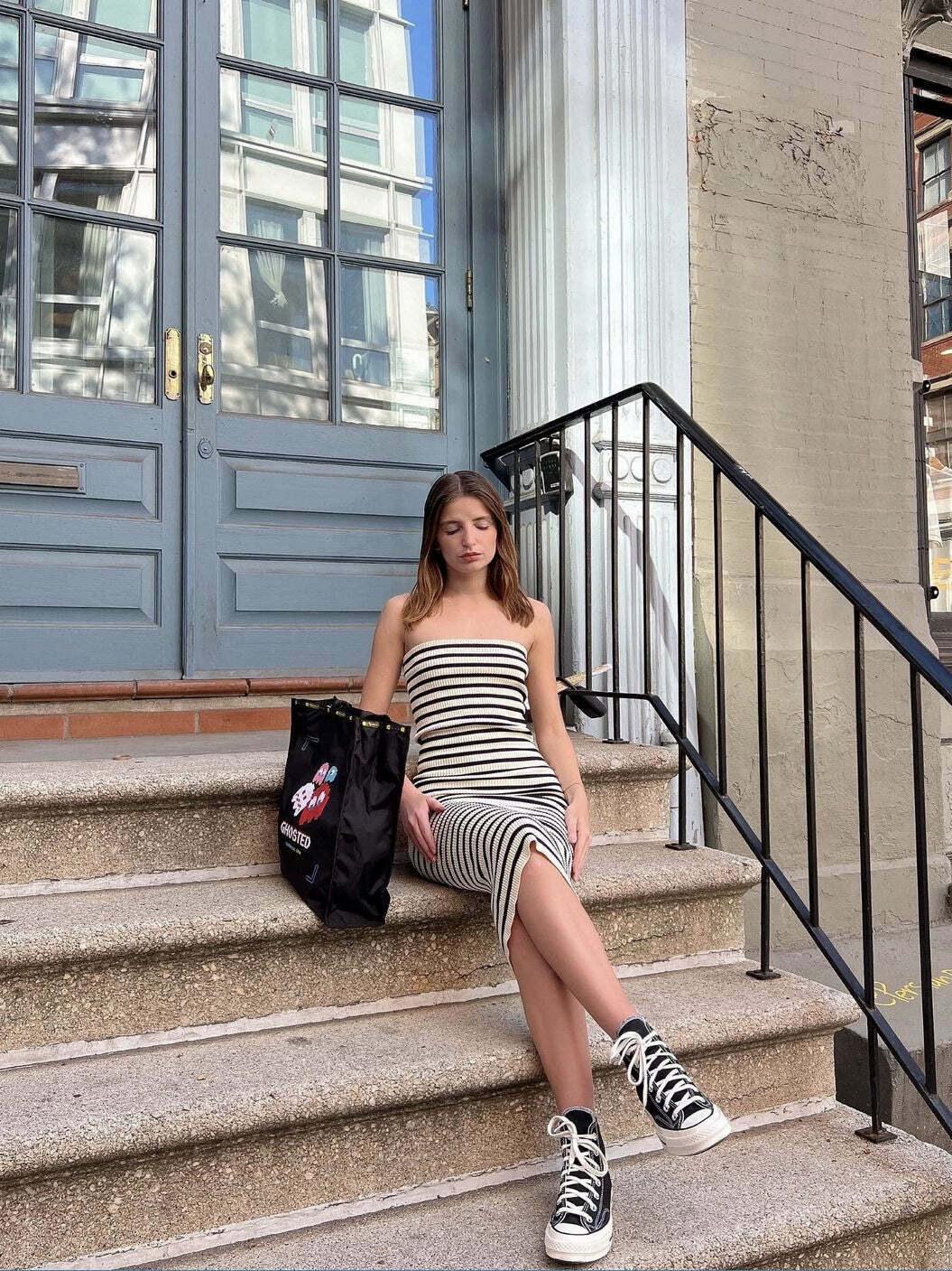 Alonni Striped Knit Dress - Y2K Summer, 90s Fashion, Grunge, Retro, Pastel Goth, Y2K Party