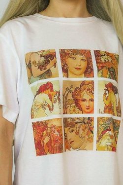 Alphonse Mucha T-Shirt - Y2K Summer, 90s Grunge, Retro Style, Pastel Goth, Y2K