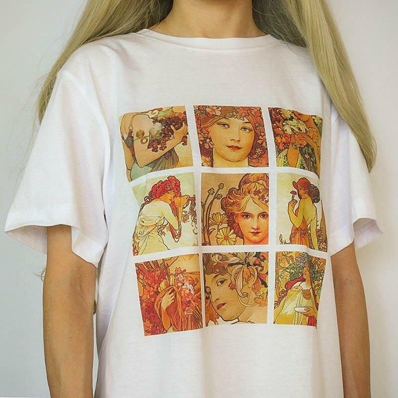 Alphonse Mucha T-Shirt - Y2K Summer, 90s Grunge, Retro Style, Pastel Goth, Y2K