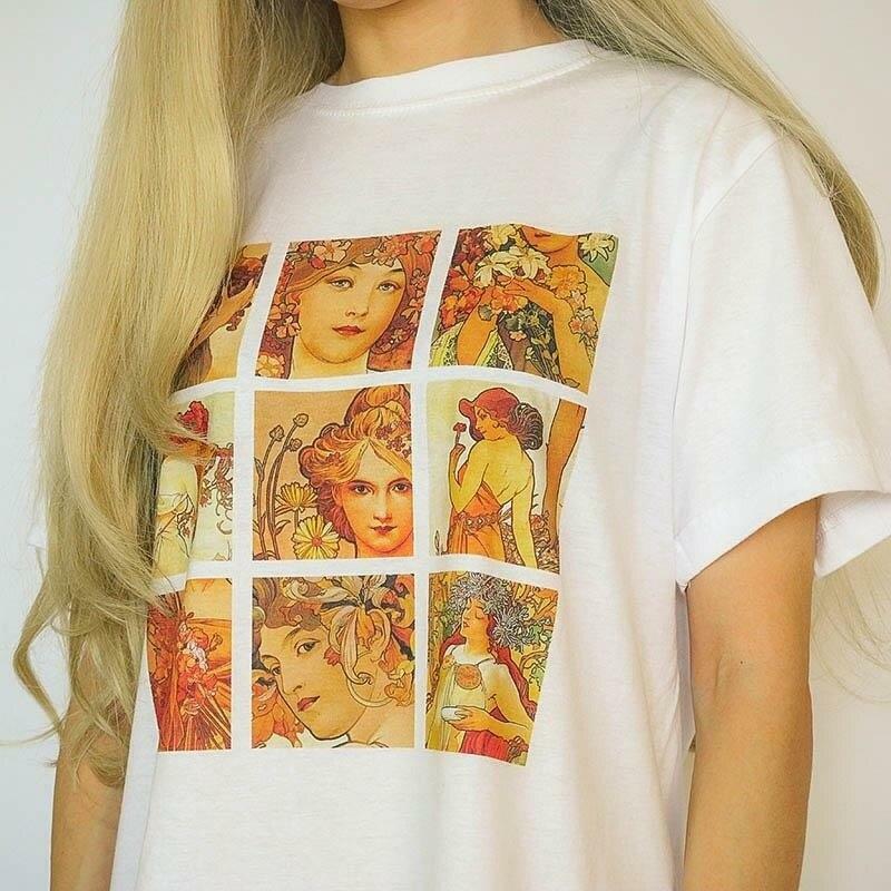 Alphonse Mucha T-Shirt - Y2K Summer, 90s Grunge, Retro Style, Pastel Goth, Y2K