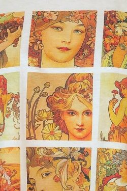 Alphonse Mucha T-Shirt - Y2K Summer, 90s Grunge, Retro Style, Pastel Goth, Y2K