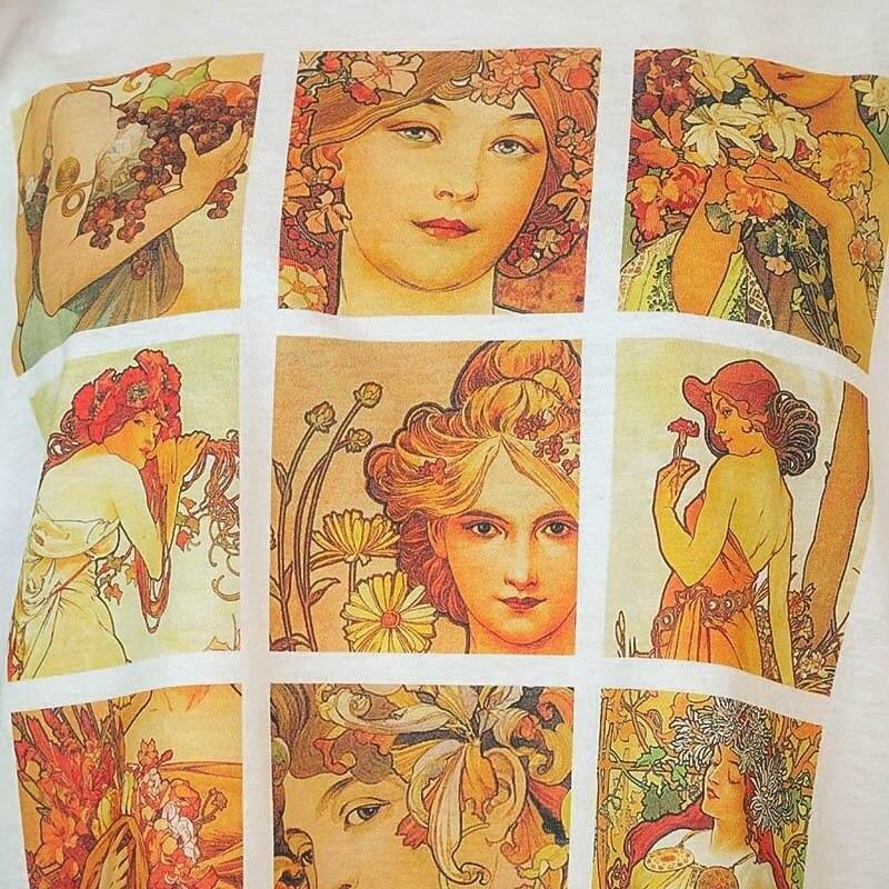 Alphonse Mucha T-Shirt - Y2K Summer, 90s Grunge, Retro Style, Pastel Goth, Y2K