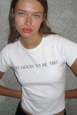 Alyna Letter Print T-Shirt - Y2K Summer Grunge, 90s Retro, Pastel Goth, Y2K Club Outfit