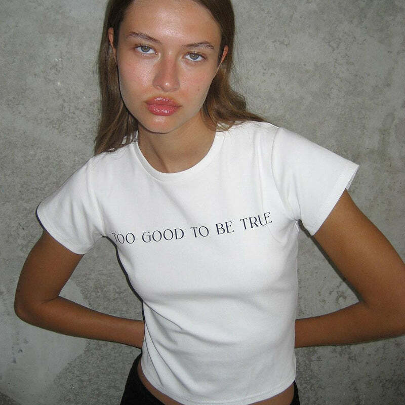 Alyna Letter Print T-Shirt - Y2K Summer Grunge, 90s Retro, Pastel Goth, Y2K Club Outfit