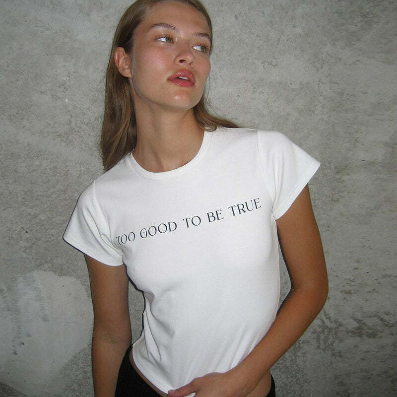 Alyna Letter Print T-Shirt - Y2K Summer Grunge, 90s Retro, Pastel Goth, Y2K Club Outfit