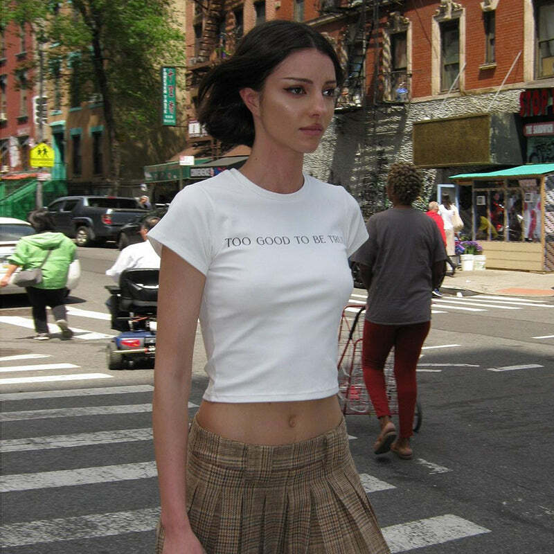 Alyna Letter Print T-Shirt - Y2K Summer Grunge, 90s Retro, Pastel Goth, Y2K Club Outfit