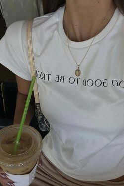 Alyna Letter Print T-Shirt - Y2K Summer Grunge, 90s Retro, Pastel Goth, Y2K Club Outfit