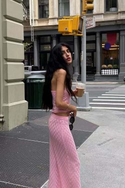 Alyviah Knitted Skirt Set - Y2K Summer Grunge Outfit, 90s Fashion, Retro Style, Pastel Goth