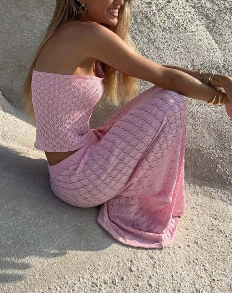 Alyviah Knitted Skirt Set - Y2K Summer Grunge Outfit, 90s Fashion, Retro Style, Pastel Goth