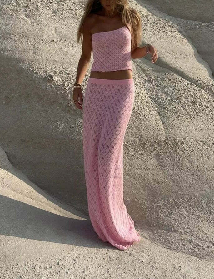 Alyviah Knitted Skirt Set - Y2K Summer Grunge Outfit, 90s Fashion, Retro Style, Pastel Goth