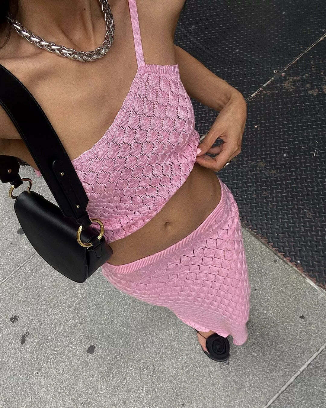 Alyviah Knitted Skirt Set - Y2K Summer Grunge Outfit, 90s Fashion, Retro Style, Pastel Goth