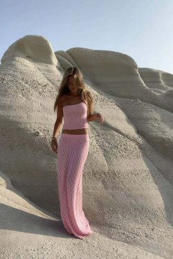 Alyviah Knitted Skirt Set - Y2K Summer Grunge Outfit, 90s Fashion, Retro Style, Pastel Goth