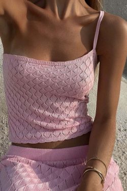 Alyviah Knitted Skirt Set - Y2K Summer Grunge Outfit, 90s Fashion, Retro Style, Pastel Goth