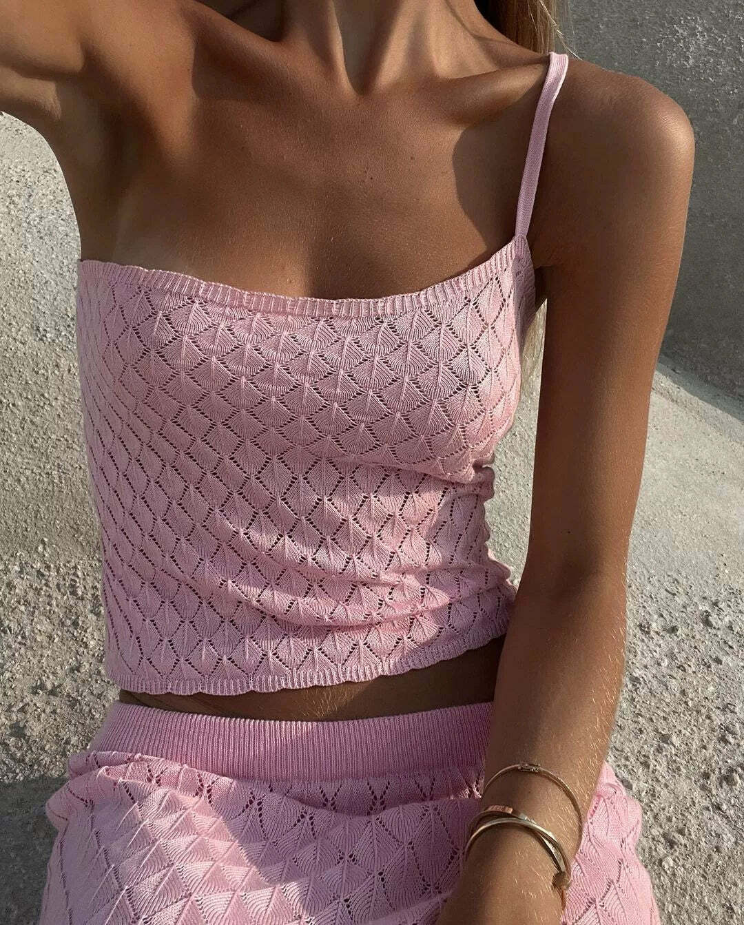 Alyviah Knitted Skirt Set - Y2K Summer Grunge Outfit, 90s Fashion, Retro Style, Pastel Goth