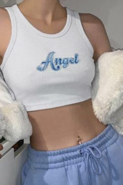 Angel Crop Top - Y2K Summer Grunge, 90s Retro, Pastel Goth, Y2K Party & Club Outfits