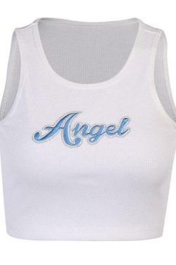 Angel Crop Top - Y2K Summer Grunge, 90s Retro, Pastel Goth, Y2K Party & Club Outfits
