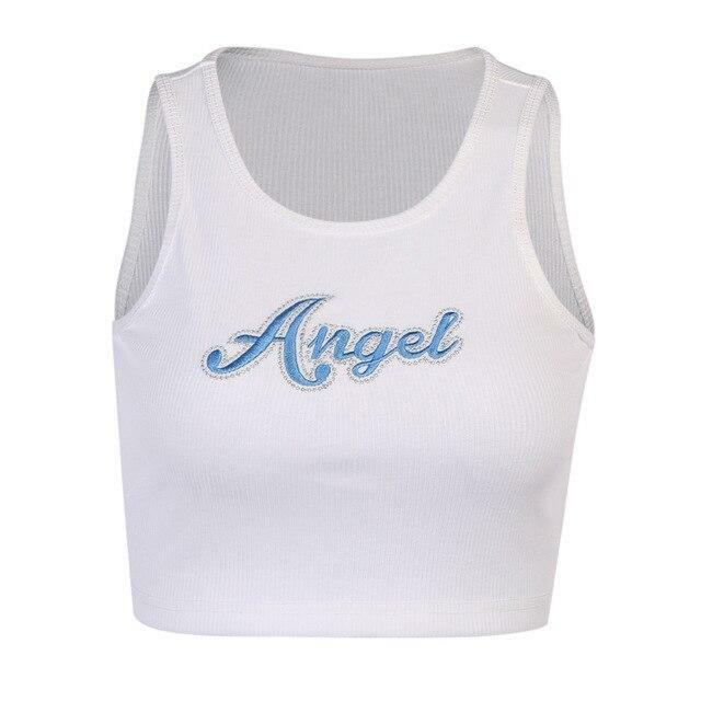 Angel Crop Top - Y2K Summer Grunge, 90s Retro, Pastel Goth, Y2K Party & Club Outfits