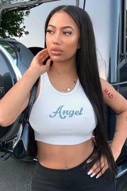 Angel Crop Top - Y2K Summer Grunge, 90s Retro, Pastel Goth, Y2K Party & Club Outfits